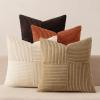 MIULEE Burnt Orange Decorative Throw Pillow Covers 18×18 Inch Set of 4 Boho Color-Clash Cushion Covers Modern Farmhouse Pillow Cases Corduroy Striped Decor for Couch Sofa Bed(Terracotta,Rust)(Brown Beige)