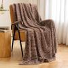 MIULEE Burnt Orange Fleece Blanket, Durable Plush Fuzzy Extra Soft Warm Cozy Striped Flannel Fall Throw Blanket for Couch Sofa Bed 30″x40″(Brown)