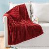 MIULEE Burnt Orange Fleece Blanket, Durable Plush Fuzzy Extra Soft Warm Cozy Striped Flannel Fall Throw Blanket for Couch Sofa Bed 30″x40″(Burgundy Red)