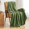MIULEE Burnt Orange Fleece Blanket, Durable Plush Fuzzy Extra Soft Warm Cozy Striped Flannel Fall Throw Blanket for Couch Sofa Bed 30″x40″(Moss Green)