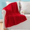 MIULEE Burnt Orange Fleece Blanket, Durable Plush Fuzzy Extra Soft Warm Cozy Striped Flannel Fall Throw Blanket for Couch Sofa Bed 30″x40″(Red)