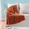 MIULEE Burnt Orange Fleece Blanket, Durable Plush Fuzzy Extra Soft Warm Cozy Striped Flannel Fall Throw Blanket for Couch Sofa Bed 30″x40″(Rust)