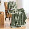 MIULEE Burnt Orange Fleece Blanket, Durable Plush Fuzzy Extra Soft Warm Cozy Striped Flannel Fall Throw Blanket for Couch Sofa Bed 30″x40″(Sage)
