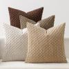 MIULEE Burnt Orange Throw Pillow Covers Soft Couch Decorative Set of 4 Boho Striped Cushion Covers Corduroy Pillowcase Farmhouse Home Decor for Couch Bed Sofa Living Room 18×18 Inch Yellow Orange(Brown)