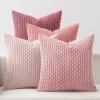 MIULEE Burnt Orange Throw Pillow Covers Soft Couch Decorative Set of 4 Boho Striped Cushion Covers Corduroy Pillowcase Farmhouse Home Decor for Couch Bed Sofa Living Room 18×18 Inch Yellow Orange(Pink)