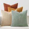 MIULEE Burnt Orange Throw Pillow Covers Soft Couch Decorative Set of 4 Boho Striped Cushion Covers Corduroy Pillowcase Farmhouse Home Decor for Couch Bed Sofa Living Room 18×18 Inch Yellow Orange(Teal-rust)