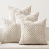 MIULEE Burnt Orange Throw Pillow Covers Soft Couch Decorative Set of 4 Boho Striped Cushion Covers Corduroy Pillowcase Farmhouse Home Decor for Couch Bed Sofa Living Room 18×18 Inch Yellow Orange(Beige)