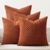 MIULEE Burnt Orange Throw Pillow Covers Soft Couch Decorative Set of 4 Boho Striped Cushion Covers Corduroy Pillowcase Farmhouse Home Decor for Couch Bed Sofa Living Room 18×18 Inch Yellow Orange(Burnt Orange)