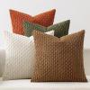MIULEE Burnt Orange Throw Pillow Covers Soft Couch Decorative Set of 4 Boho Striped Cushion Covers Corduroy Pillowcase Farmhouse Home Decor for Couch Bed Sofa Living Room 18×18 Inch Yellow Orange(Camel Green)