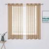 MIULEE Christmas 2 Panels Solid Color Red Sheer Curtains 84 Inch Length Set Elegant Grommet Light Filtering Window Voile Panels/Drapes/Treatment for Bedroom Living Room W54 x L84 Inch, Haute Red(Taupe Brown)