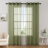 MIULEE Christmas 2 Panels Solid Color Red Sheer Curtains 84 Inch Length Set Elegant Grommet Light Filtering Window Voile Panels/Drapes/Treatment for Bedroom Living Room W54 x L84 Inch, Haute Red(Olive Green)