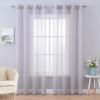 MIULEE Christmas 2 Panels Solid Color Red Sheer Curtains 84 Inch Length Set Elegant Grommet Light Filtering Window Voile Panels/Drapes/Treatment for Bedroom Living Room W54 x L84 Inch, Haute Red(Light Grey)