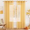 MIULEE Christmas 2 Panels Solid Color Red Sheer Curtains 84 Inch Length Set Elegant Grommet Light Filtering Window Voile Panels/Drapes/Treatment for Bedroom Living Room W54 x L84 Inch, Haute Red(Gold)