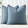 MIULEE Christmas Decorative Pillow Covers 20×20, 2 Pack Boho Farmhouse Neutral Throw Pillows for Couch, Thick Textured Modern Linen Cushion Cases Sofa Bed Living Room Home Decor, Dark Green(Blue)