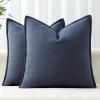 MIULEE Christmas Decorative Pillow Covers 20×20, 2 Pack Boho Farmhouse Neutral Throw Pillows for Couch, Thick Textured Modern Linen Cushion Cases Sofa Bed Living Room Home Decor, Dark Green(Navy Blue)