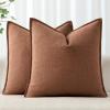 MIULEE Christmas Decorative Pillow Covers 20×20, 2 Pack Boho Farmhouse Neutral Throw Pillows for Couch, Thick Textured Modern Linen Cushion Cases Sofa Bed Living Room Home Decor, Dark Green(Rust)