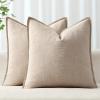 MIULEE Christmas Decorative Pillow Covers 20×20, 2 Pack Boho Farmhouse Neutral Throw Pillows for Couch, Thick Textured Modern Linen Cushion Cases Sofa Bed Living Room Home Decor, Dark Green(Natural Linen)