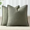 MIULEE Christmas Decorative Pillow Covers 20×20, 2 Pack Boho Farmhouse Neutral Throw Pillows for Couch, Thick Textured Modern Linen Cushion Cases Sofa Bed Living Room Home Decor, Dark Green(Olive Green)
