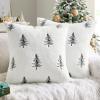 MIULEE Christmas Decorative Pillow Covers Set of 2 Faux Fur Throw Pillows with Embroidered Christmas Tree 18×18 Inch White Green Winter Couch Covers for Festival Sofa Bedroom Living Room Home Decor(White Black)