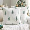 MIULEE Christmas Decorative Pillow Covers Set of 2 Faux Fur Throw Pillows with Embroidered Christmas Tree 18×18 Inch White Green Winter Couch Covers for Festival Sofa Bedroom Living Room Home Decor(White Green)