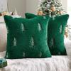 MIULEE Christmas Decorative Pillow Covers Set of 2 Faux Fur Throw Pillows with Embroidered Christmas Tree 18×18 Inch White Green Winter Couch Covers for Festival Sofa Bedroom Living Room Home Decor(Green White)