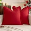 MIULEE Christmas Decorative Throw Pillow Covers Neutral Linen Fringe Throw Pillows Set of 2 Natural Beige Boho Farmhouse Cushion Covers with Tassels for Couch Sofa Bed Living Room Decor 18×18 Inch(Red)