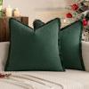 MIULEE Christmas Decorative Throw Pillow Covers Neutral Linen Fringe Throw Pillows Set of 2 Natural Beige Boho Farmhouse Cushion Covers with Tassels for Couch Sofa Bed Living Room Decor 18×18 Inch(Army Green)