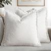 MIULEE Christmas Decorative Throw Pillow Covers Neutral Linen Fringe Throw Pillows Set of 2 Natural Beige Boho Farmhouse Cushion Covers with Tassels for Couch Sofa Bed Living Room Decor 18×18 Inch(White)