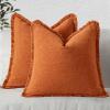 MIULEE Christmas Decorative Throw Pillow Covers Neutral Linen Fringe Throw Pillows Set of 2 Natural Beige Boho Farmhouse Cushion Covers with Tassels for Couch Sofa Bed Living Room Decor 18×18 Inch(Orange)