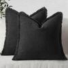 MIULEE Christmas Decorative Throw Pillow Covers Neutral Linen Fringe Throw Pillows Set of 2 Natural Beige Boho Farmhouse Cushion Covers with Tassels for Couch Sofa Bed Living Room Decor 18×18 Inch(Black)