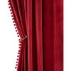 MIULEE Christmas Emerald Green Pom Pom Velvet Curtains for Bedroom/Living Room Darkening Thermal Insulating 84 Inches Long Blackout Curtain with Rod Pocket for Girls Room/Nursery/Home Theater Set of 2(Red)