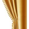 MIULEE Christmas Emerald Green Pom Pom Velvet Curtains for Bedroom/Living Room Darkening Thermal Insulating 84 Inches Long Blackout Curtain with Rod Pocket for Girls Room/Nursery/Home Theater Set of 2(Mustard Yellow)
