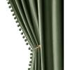 MIULEE Christmas Emerald Green Pom Pom Velvet Curtains for Bedroom/Living Room Darkening Thermal Insulating 84 Inches Long Blackout Curtain with Rod Pocket for Girls Room/Nursery/Home Theater Set of 2(Olive Green)