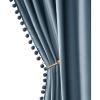 MIULEE Christmas Emerald Green Pom Pom Velvet Curtains for Bedroom/Living Room Darkening Thermal Insulating 84 Inches Long Blackout Curtain with Rod Pocket for Girls Room/Nursery/Home Theater Set of 2(Dark Slate)