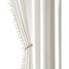 MIULEE Christmas Emerald Green Pom Pom Velvet Curtains for Bedroom/Living Room Darkening Thermal Insulating 84 Inches Long Blackout Curtain with Rod Pocket for Girls Room/Nursery/Home Theater Set of 2(Pure White)