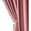 MIULEE Christmas Emerald Green Pom Pom Velvet Curtains for Bedroom/Living Room Darkening Thermal Insulating 84 Inches Long Blackout Curtain with Rod Pocket for Girls Room/Nursery/Home Theater Set of 2(Blush Pink)