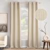MIULEE Christmas Hunter Green Faux Linen Textured Curtains 84 Inch Length 2 Panels Set for Living Room Bedroom Farmhouse Burlap Weave Semi Sheer Grommet Top Light Filtering Window Drapes, W37xL84(Cream Beige)
