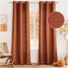 MIULEE Christmas Hunter Green Faux Linen Textured Curtains 84 Inch Length 2 Panels Set for Living Room Bedroom Farmhouse Burlap Weave Semi Sheer Grommet Top Light Filtering Window Drapes, W37xL84(Burnt Orange)