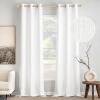 MIULEE Christmas Hunter Green Faux Linen Textured Curtains 84 Inch Length 2 Panels Set for Living Room Bedroom Farmhouse Burlap Weave Semi Sheer Grommet Top Light Filtering Window Drapes, W37xL84(White)