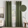 MIULEE Christmas Hunter Green Faux Linen Textured Curtains 84 Inch Length 2 Panels Set for Living Room Bedroom Farmhouse Burlap Weave Semi Sheer Grommet Top Light Filtering Window Drapes, W37xL84(Olive Green)