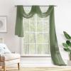 MIULEE Christmas Luxury Window Scarf Sheer Voile Elegant Topper Long Window Valance Solid Window Treatment Swags Drapes for Window Ceremony Wedding Canopy Bed 54″ x 216″ Maroon Red 1 Piece(Sage Green)