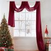 MIULEE Christmas Luxury Window Scarf Sheer Voile Elegant Topper Long Window Valance Solid Window Treatment Swags Drapes for Window Ceremony Wedding Canopy Bed 54″ x 216″ Maroon Red 1 Piece(Maroon Red)