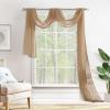 MIULEE Christmas Luxury Window Scarf Sheer Voile Elegant Topper Long Window Valance Solid Window Treatment Swags Drapes for Window Ceremony Wedding Canopy Bed 54″ x 216″ Maroon Red 1 Piece(Brown)