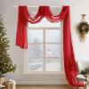 MIULEE Christmas Luxury Window Scarf Sheer Voile Elegant Topper Long Window Valance Solid Window Treatment Swags Drapes for Window Ceremony Wedding Canopy Bed 54″ x 216″ Maroon Red 1 Piece(Red)