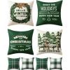 MIULEE Christmas Pillow Covers Set of 4 Plaid Throw Pillow Covers Red Tree Reindeer Wreath Winter Holiday Cushion Case Farmhouse Modern for Sofa Couch Home Decor,18×18 Inch(Dark Green)