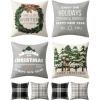 MIULEE Christmas Pillow Covers Set of 4 Plaid Throw Pillow Covers Red Tree Reindeer Wreath Winter Holiday Cushion Case Farmhouse Modern for Sofa Couch Home Decor,18×18 Inch(Grey)