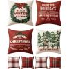 MIULEE Christmas Pillow Covers Set of 4 Plaid Throw Pillow Covers Red Tree Reindeer Wreath Winter Holiday Cushion Case Farmhouse Modern for Sofa Couch Home Decor,18×18 Inch(Red)