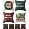 MIULEE Christmas Pillow Covers Set of 4 Plaid Throw Pillow Covers Red Tree Reindeer Wreath Winter Holiday Cushion Case Farmhouse Modern for Sofa Couch Home Decor,18×18 Inch(Red and Green)