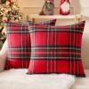 MIULEE Christmas Plaid Decorative Throw Pillow Covers Set of 2 Scottish Tartan Vintage Farmhouse Winter Cuhion Case Pillow Covers for Couch livingroom Sofa Bed Porch Home Decor 18x18inch Red(Red)