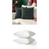 MIULEE Christmas Set of 2 Scottish Tartan Plaid Throw Pillow Covers 18×18 Farmhouse Classic Green, 18×18 Pillow Inserts Pack of 2 Down Alternative Decorative Feather Throw Pillow Inserts for Sofa Bed